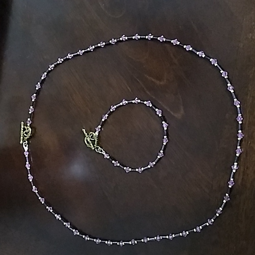 Purple beaded jewelry set